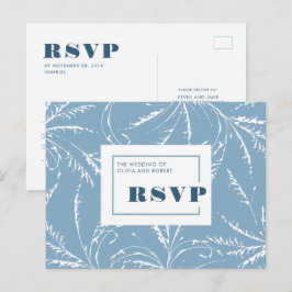 Dusty Blue Minimalist Wedding RSVP Briefkaart