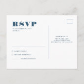 Dusty Blue Minimalist Wedding RSVP Briefkaart (Achterkant)