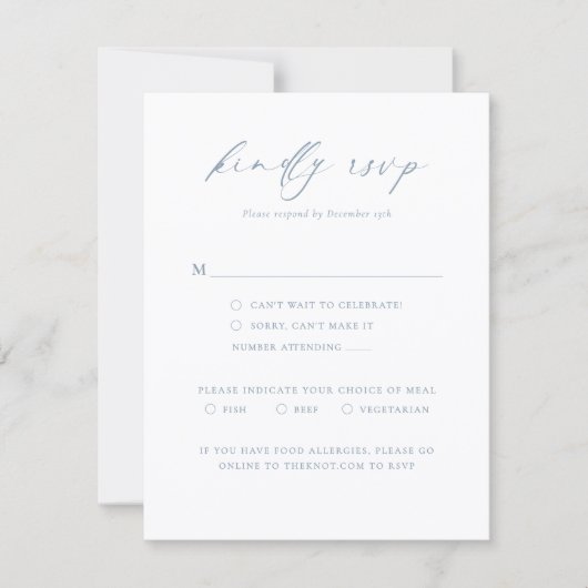 Dusty Blue Minimalist Wedding RSVP Card (Voorkant)