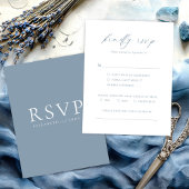 Dusty Blue Minimalist Wedding RSVP Card Kaartje