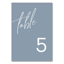 Dusty Blue Minimalist Wedingstabel Number