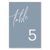 Dusty Blue Minimalist Wedingstabel Number Kaart (Achterkant)