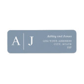 Dusty Blue Minimalist Weduwingadreslabel Etiket (Voorkant)