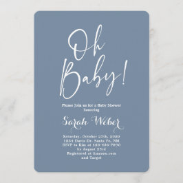 Dusty Blue minimalistisch baby shower boy Kaart