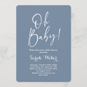 Dusty Blue minimalistisch baby shower boy Kaart