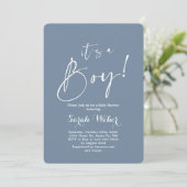 Dusty Blue minimalistisch baby shower boy Kaart (Staand voorkant)