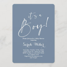 Dusty Blue minimalistisch baby shower boy