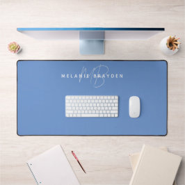 Dusty Blue Minimalistisch monogram Bureaumat