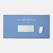 Dusty Blue Minimalistisch monogram Bureaumat (Keyboard & Muis)