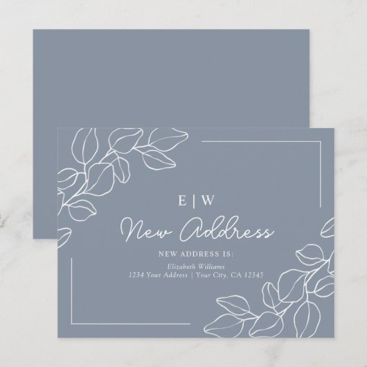 Dusty Blue Minimalistisch nieuw adres Briefkaart (Voorkant / Achterkant)