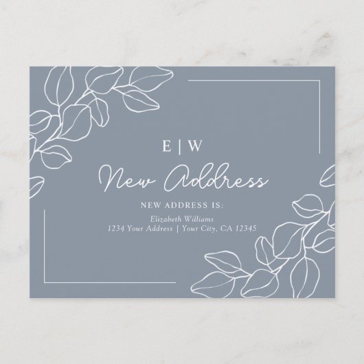 Dusty Blue Minimalistisch nieuw adres Briefkaart (Voorkant)