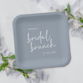 Dusty Blue minimalistisch script bruids brunch Papieren Bordje