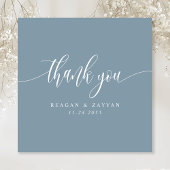 Dusty Blue minimalistisch script bruiloft Bedankkaart