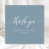 Dusty Blue minimalistisch script bruiloft Bedankkaart