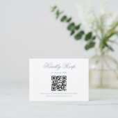 Dusty Blue minimalistisch script bruiloft QR code Informatiekaartje (Staand voorkant)