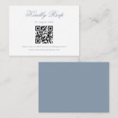 Dusty Blue minimalistisch script bruiloft QR code  Informatiekaartje (Voorkant / Achterkant)