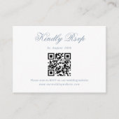 Dusty Blue minimalistisch script bruiloft QR code Informatiekaartje (Voorkant)
