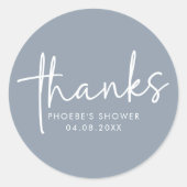 Dusty Blue Minimalistisch Vrijgezellenfeest Favor  Ronde Sticker (Voorkant)