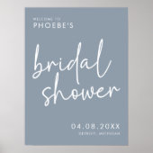 Dusty Blue Minimalistisch Vrijgezellenfeest Welkom Poster (Voorkant)