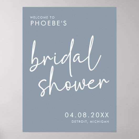 Dusty Blue Minimalistisch Vrijgezellenfeest Welkom Poster (Voorkant)