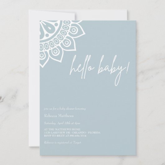 Dusty Blue | Minimalistische Boho | Baby Boy Showe Kaart (Voorkant)