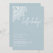 Dusty Blue | Minimalistische Boho | Baby Boy Showe Kaart (Voorkant / Achterkant)