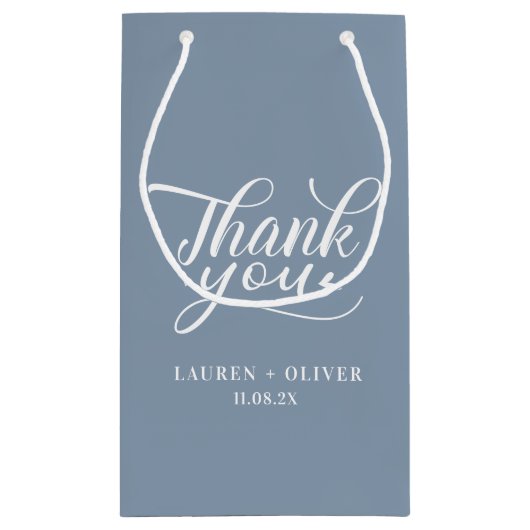 Dusty Blue | Minimalistische bruiloft dank u Klein Cadeauzakje (Achterkant)