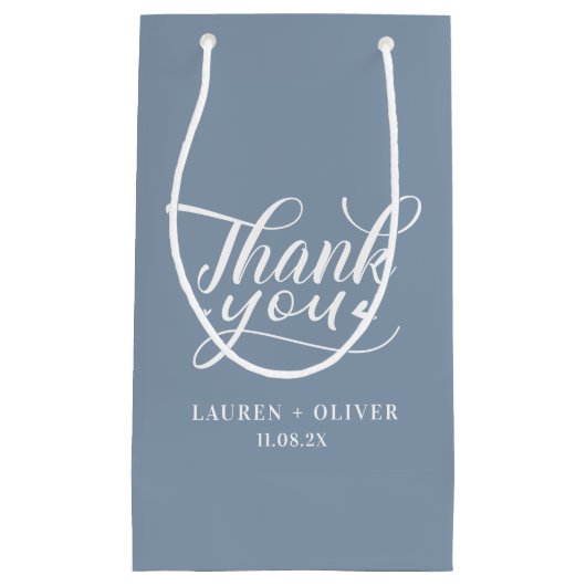 Dusty Blue | Minimalistische bruiloft dank u Klein Cadeauzakje (Voorkant)