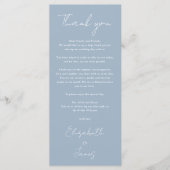 Dusty Blue minimalistische bruiloft dank u plaats  Menu (Voorkant)