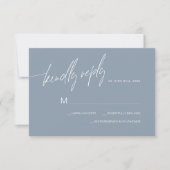 Dusty Blue Minimalistische Bruiloft RSVP Kaart (Voorkant)