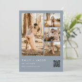 Dusty Blue Minimalistische foto QR code bruiloft Kaart (Staand voorkant)