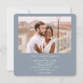 Dusty Blue Minimalistische foto QR code bruiloft Kaart (Achterkant)