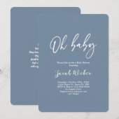 Dusty Blue-minimalistische moderne baby shower jon Kaart (Voorkant / Achterkant)