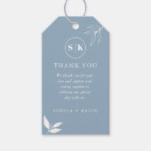 Dusty Blue minimalistische tak laat bruiloft gunst Cadeaulabel (Voorkant)