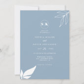 Dusty Blue minimalistische tak laat moderne bruilo Kaart (Voorkant)