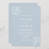 Dusty Blue-minimalistische trouwuitnodiging Kaart (Voorkant / Achterkant)