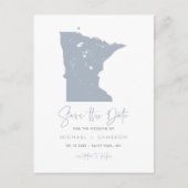 Dusty Blue Minnesota Kaart QR Code Bewaar de datum (Voorkant)