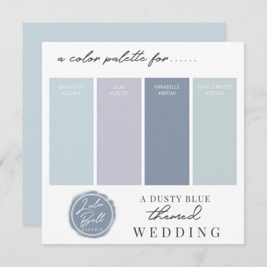 Dusty Blue Mint & Light Paars Color Palette Kaart (Voorkant / Achterkant)