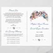 Dusty Blue Misty Roos Floral Wedding Programme Flyer (Voorkant)