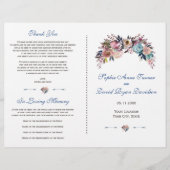 Dusty Blue Misty Roos Floral Wedding Programme Flyer (Voorkant)