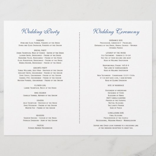 Dusty Blue Misty Roos Floral Wedding Programme Flyer (Achterkant)
