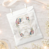 Dusty Blue Misty Roos Flowers Gold Christening Bedankzakje (Geknipt)