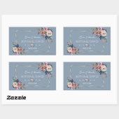 Dusty Blue Misty Roos Flowers Gold Wedding Rechthoekige Sticker (Vel)