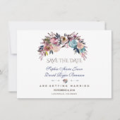 Dusty Blue Misty Rose Bouquet bewaar de datum Save The Date (Voorkant)