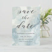 Dusty Blue Modern Abstract Save the Date (Staand voorkant)