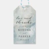 Dusty Blue Modern Abstracte penseelstreken Harteli Cadeaulabel (Voorkant)