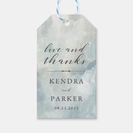 Dusty Blue Modern Abstracte penseelstreken Harteli Cadeaulabel