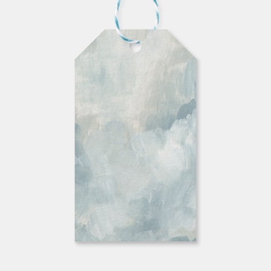 Dusty Blue Modern Abstracte penseelstreken Harteli Cadeaulabel (Achterkant)