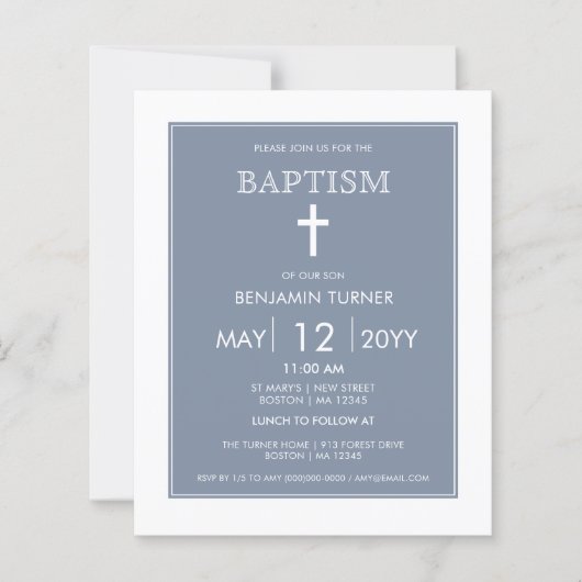 Dusty Blue | Modern Baptism Invitation (Voorkant)
