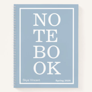 Dusty Blue Modern Big "NOTEBOOK" Notitieboek